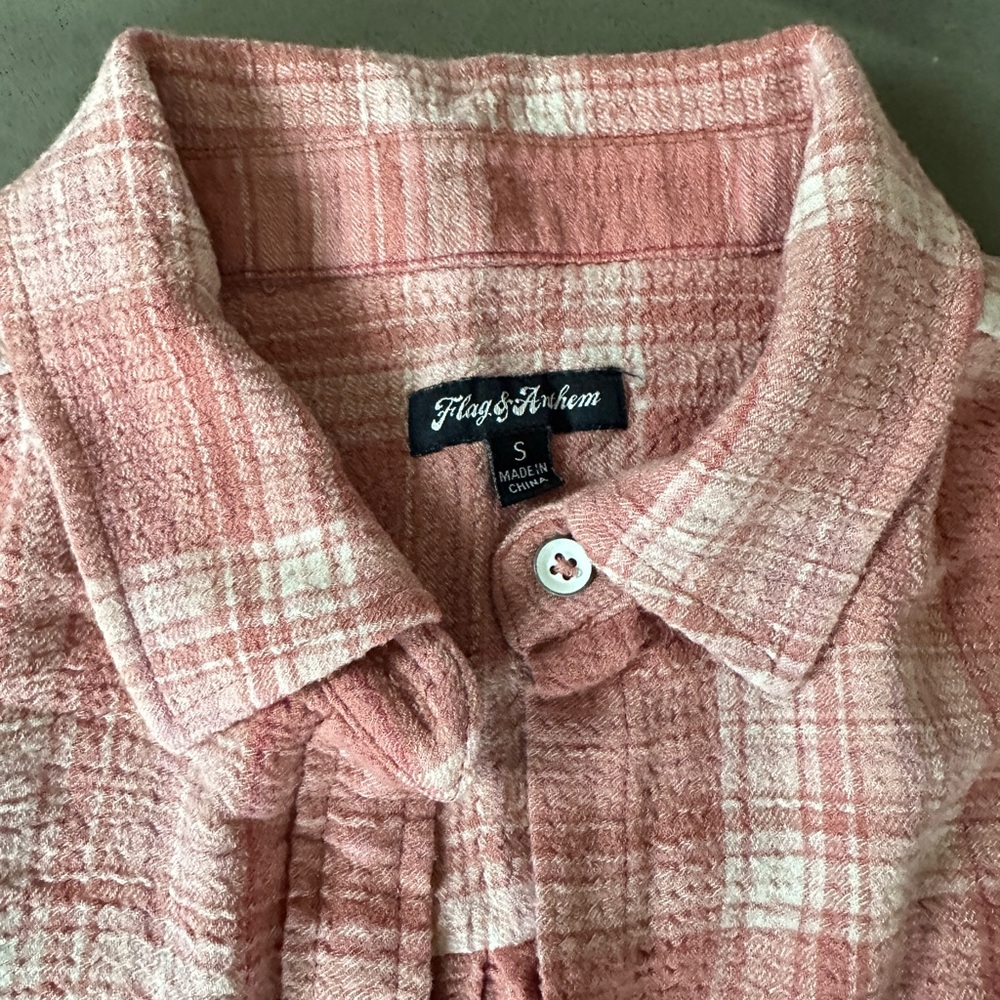 Flag & Anthem Pink Plaid Button Down Shirt Women’s Small Soft Brushed cotton